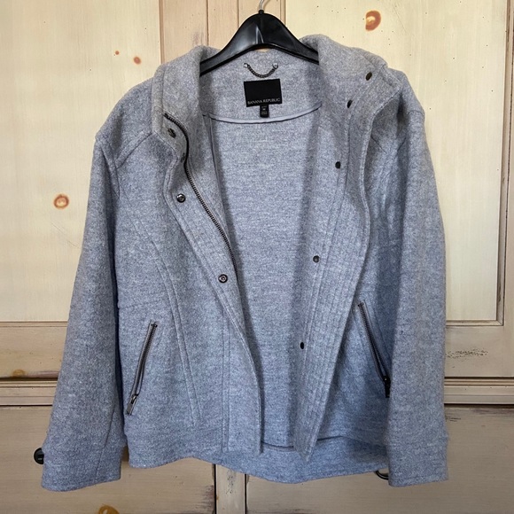 Wool Banana Republic Cocoon Gray Zip Moto Jacket - Picture 3 of 7